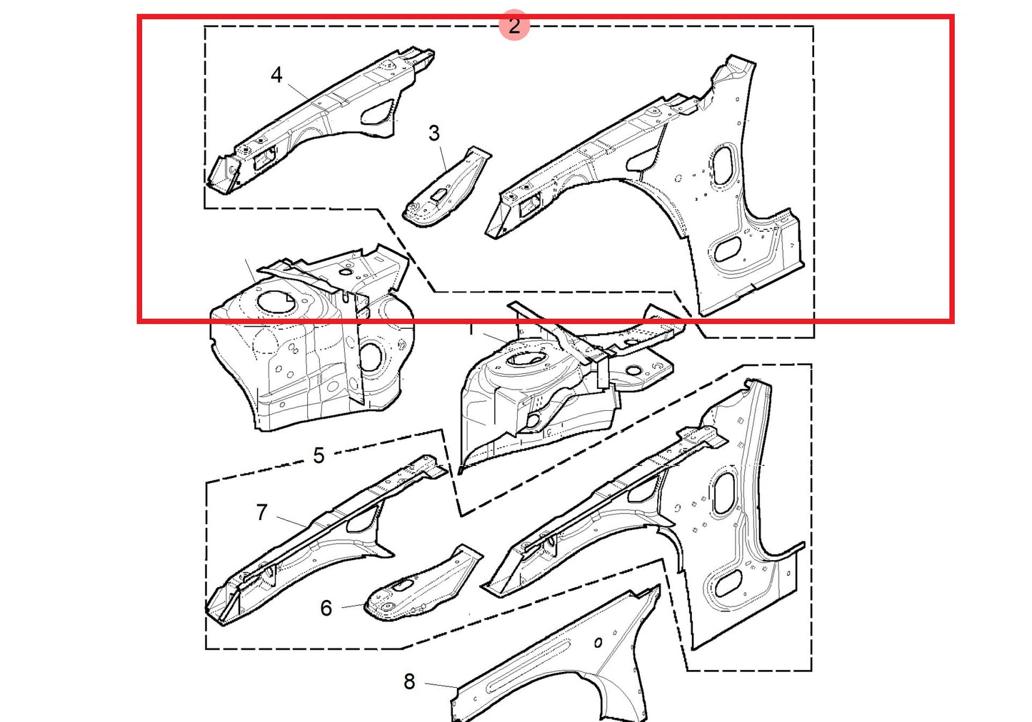 Closing assembly-A post - RH 75 ZT Genuine MG Rover ABF500140