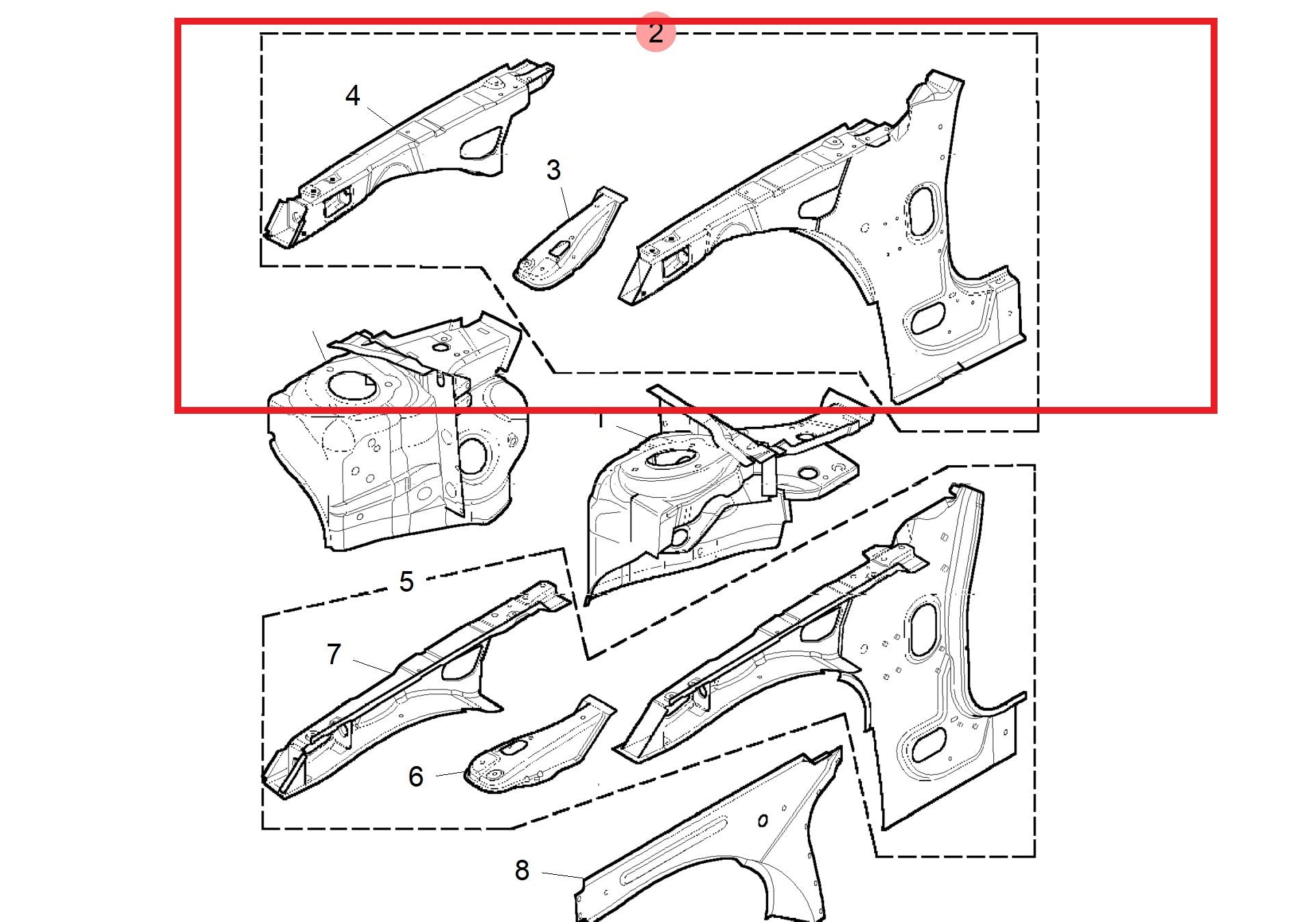 Closing assembly-A post - RH 75 ZT Genuine MG Rover ABF500140