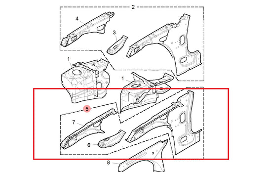 Closing assembly-A post - LH 75 ZT Genuine MG Rover ABF500150