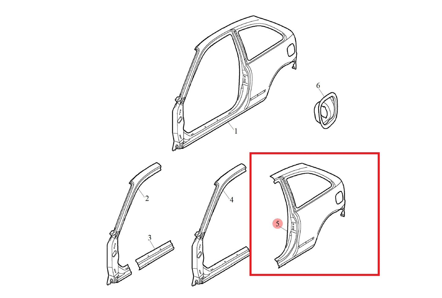 Body side assembly-rear - RH 200 Genuine MG Rover ALA450380