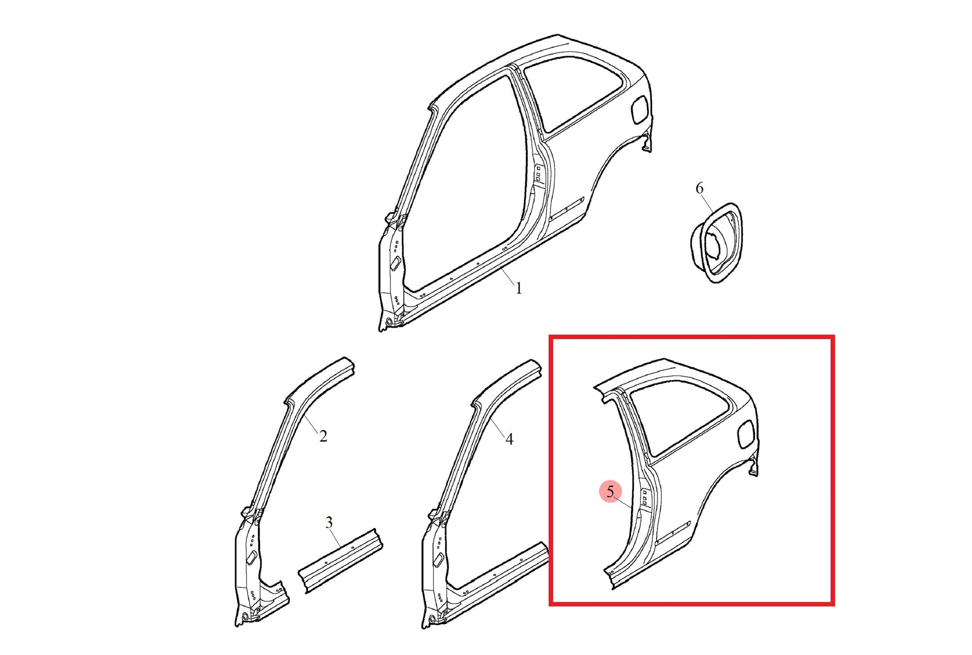 Body side assembly-rear - RH 200 Genuine MG Rover ALA450380