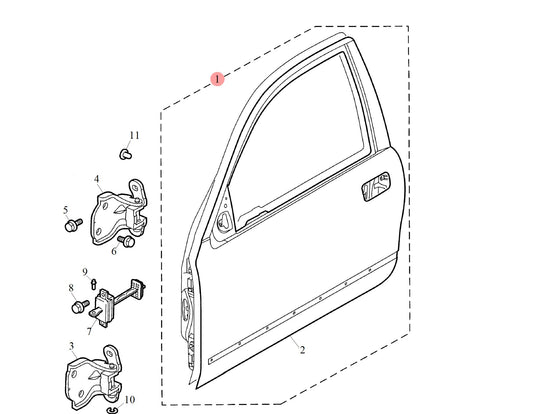 Door assembly-front - LH 200 Genuine MG Rover BDA471350 BDA450430 - BDA450350