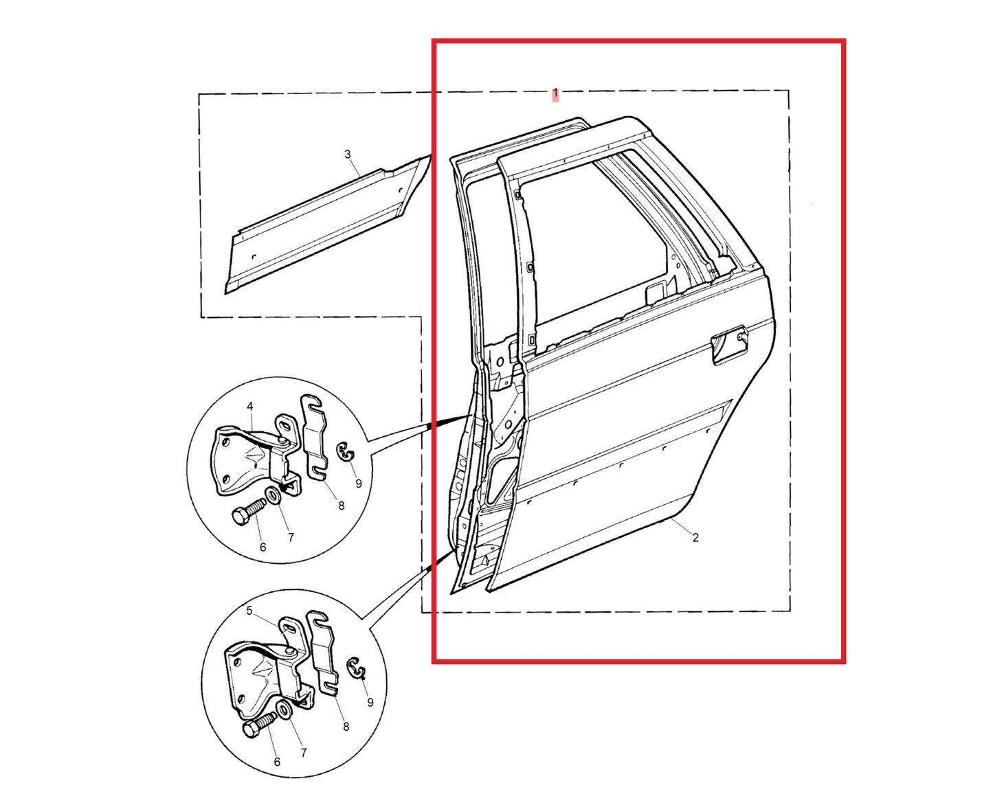 Door assembly-rear - RH 800 Genuine MG Rover BFA410300 BFA41012