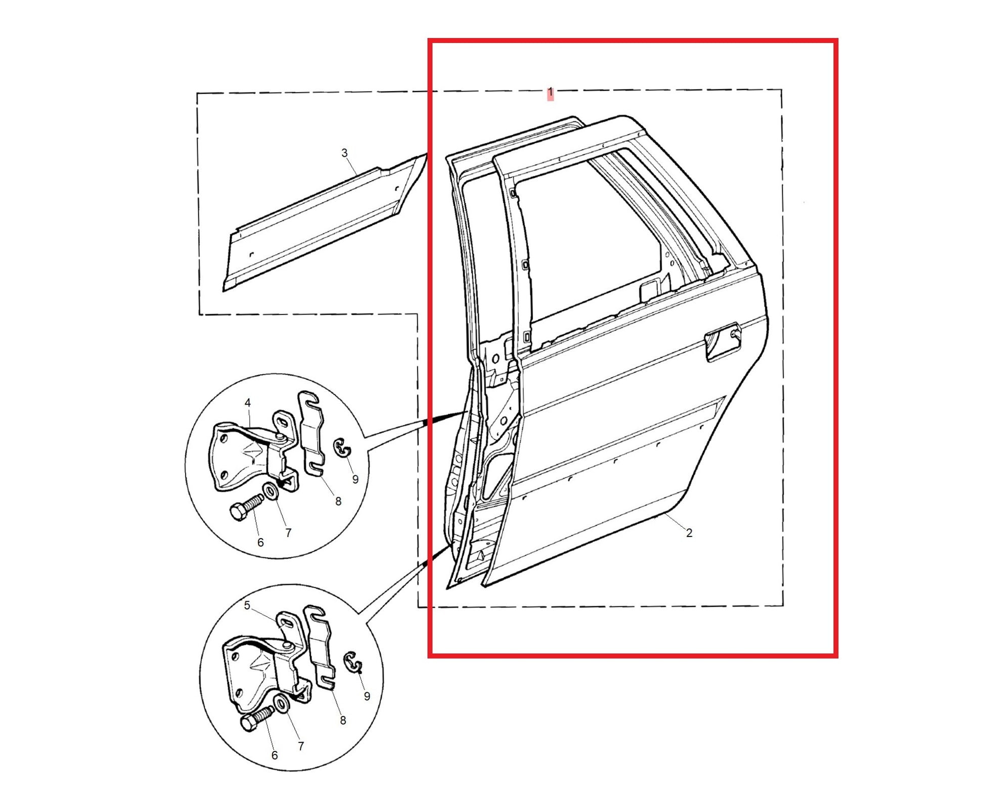 Door assembly-rear - RH 800 Genuine MG Rover BFA410300 BFA41012