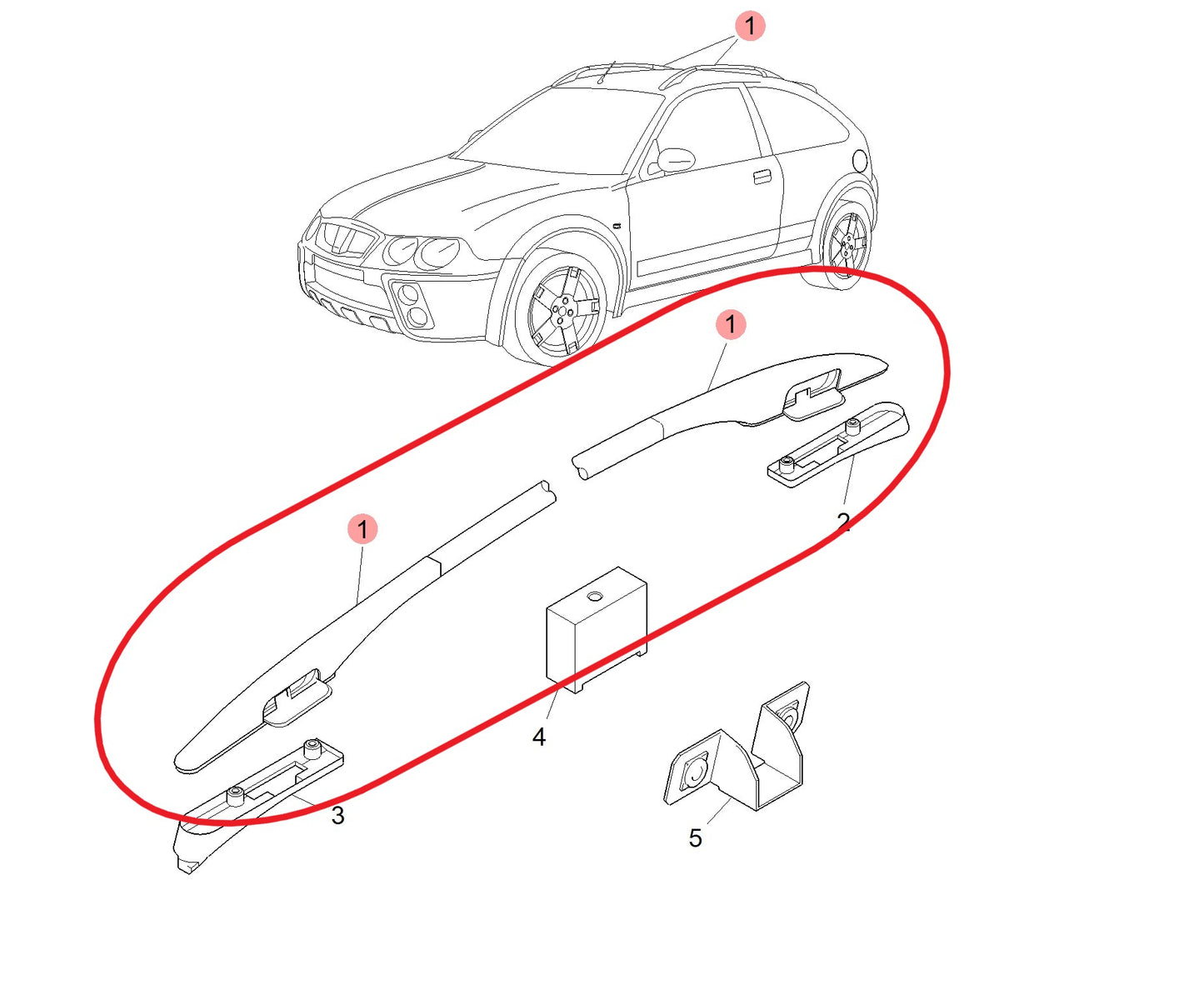 Roof Rail - Black/Alloy - RH 200 Genuine MG Rover CAC000180MBD