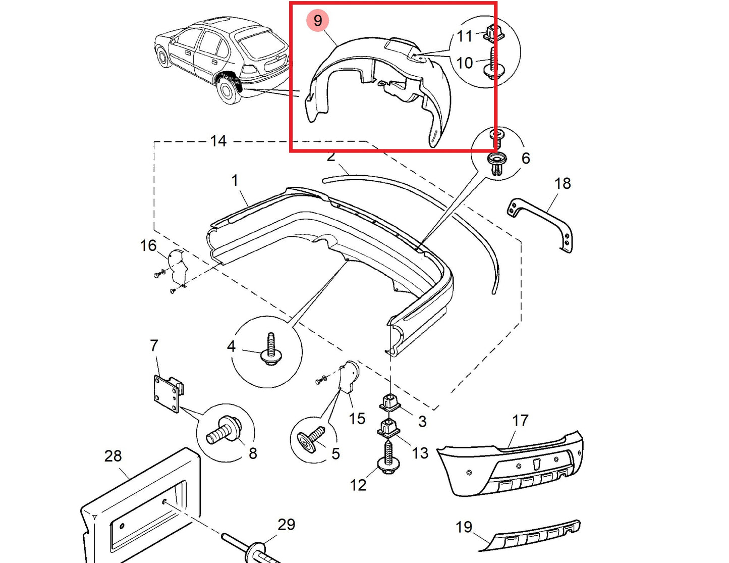 Liner-rear wheelarch - LH 200 Genuine MG Rover CLF101610 CLF000260