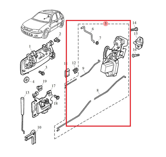 Latch assembly-rear door - LH 200 Genuine MG Rover FQM100810