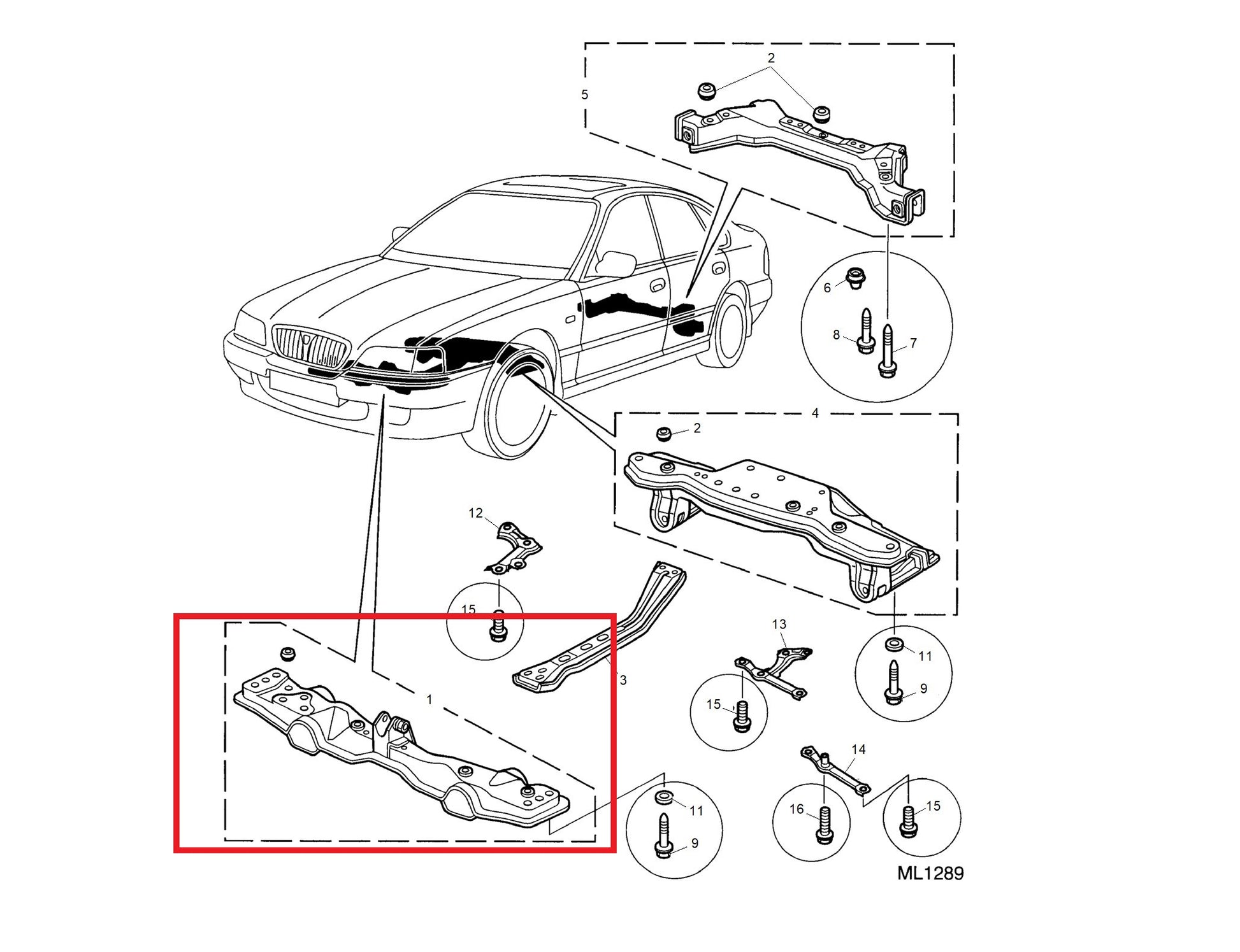 Beam assembly-front subframe front 600 Genuine MG Rover KGC104940 KGC104780